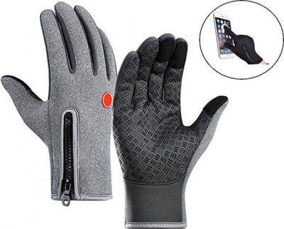 Luxe Winter Handschoenen Met Touch Tip Gloves - Fietshandschoenen Touchscreen Gloves - Voor Fiets/Scooter/Sporten/Wandelen - Winddicht Met Heerlijk Warme Fleece Voering -  Winterhandschoenen - Voor Dames - Small - Grijs