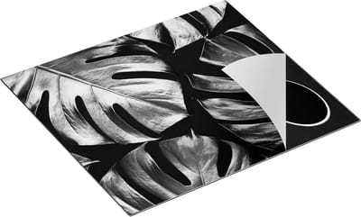 Chefcare Inductie Beschermer Gouden Bladeren - Zwart Wit - 60x50 cm - Afdekplaat Inductie - Kookplaat Beschermer - Inductie Mat