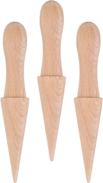 Houten IJshoorntjes Maker - Krumkake Roller Waffle Horn - Desserts Bakken - Ergonomische Handgreep - 21 cm - Beige