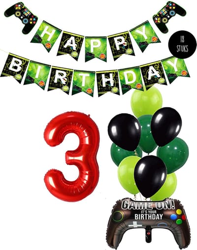 Cijfer Ballon 3 Game Videospel Verjaardag Thema - De Versiering voor de Gamers Birthday Party van Snoes