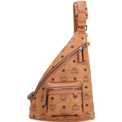 MCM Aren Logo Rits Sluiting Gecoat Canvas En Leer Mini Schouder Crossbody Tas Dames tassen Cognac-Brandy-Bruin MMLFSTA06CO001 Basic Set (Bag+Dust Bag) brown