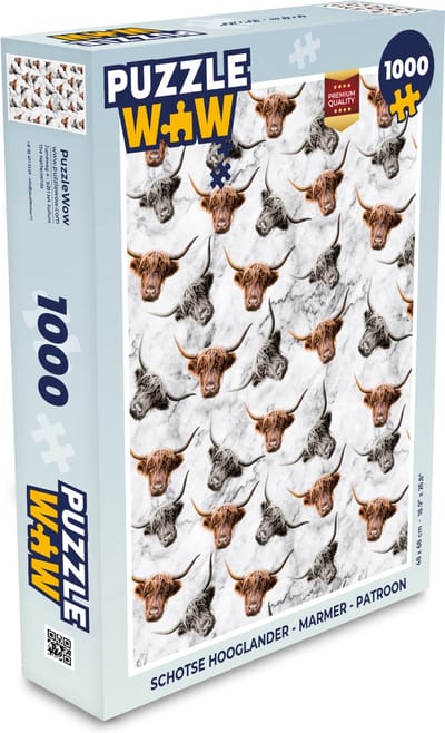 Puzzel Schotse hooglander - Marmer print - Patroon - Legpuzzel - Puzzel 1000 stukjes volwassenen