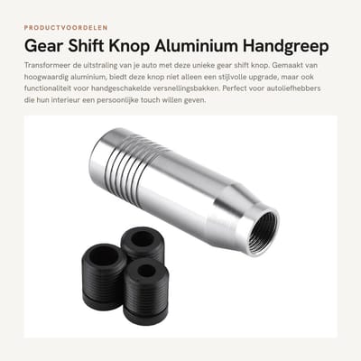 Dailygoods - Gear Shift Knop - Aluminium Handgreep - Uniek en Elegant - Zilver - Versier je Auto - Geschikt voor Handgeschakelde Versnellingsbakken