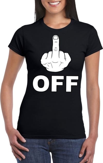 Fuck off t-shirt zwart - dames - katoen S