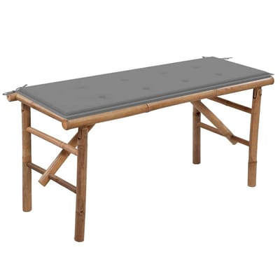 vidaXL - Tuinbank - inklapbaar - met - kussen - 118 - cm - bamboe