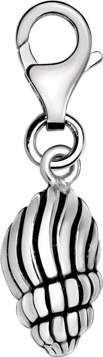Quiges – 925 - Zilver – Charm - Bedel - Hanger - 3D Schelp - met – sterling - zilver - karabijnslot - geschikt - voor -Bedelarmband HC077