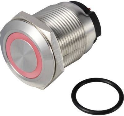 TRU COMPONENTS TC-13224212 ONPOW6319F-10ZE/Q/R/12V/S Druktoets 36 V DC/AC 2 A 1x uit/(aan) Continu Rood IP65 1 stuk(s)