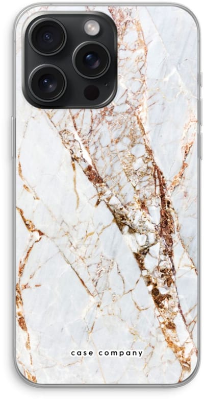 Case Company® - Hoesje geschikt voor iPhone 15 Pro Max hoesje - Goud marmer - Soft Cover Telefoonhoesje - Bescherming aan alle Kanten en Schermrand