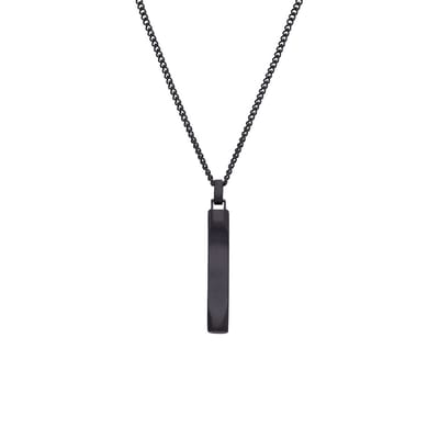 Lucardi Heren Stainless steel herenketting met hanger staaf - Ketting - Staal - Zwart - 50 cm