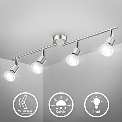B.K.Licht - LED Opbouwspots met 4 lichtpunten - GU10 fitting - draaibare opbouwspots - plafondspots - incl. 4x GU10 - 4.000K - 400Lm