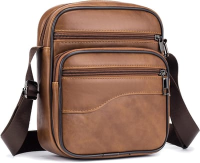 Elegante kleine leren schoudertas voor heren - zakelijke crossbody tas voor tablet en reizen