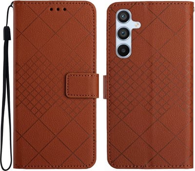 Coverup Hoesje - Geschikt voor Samsung Galaxy A16 Hoesje - Coverup Rhombus Book Case - Bruin