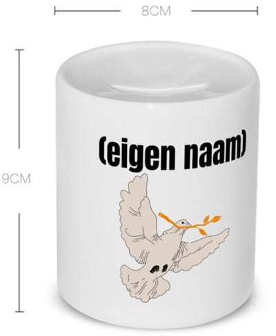 Akyol - duif met takje eigen naam Spaarpot - Vogels - vogel liefhebbers - duif - verjaardag - cadeau - kado - 350 ML inhoud