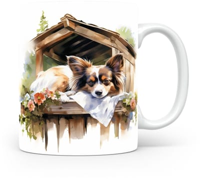 Mok Papillon Beker voor koffie of tas voor thee, cadeau voor dierenliefhebbers, moeder, vader, collega, vriend, vriendin, kantoor, opa, oma, hond, kerst, sinterklaas, verjaardag