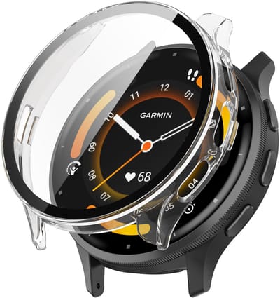 Stravo Screen protector case voor Garmin Venu 3 45mm - Full Cover Hard Case / Beschermend Hoesje - Transparent - Garmin Smartwatch screenprotectors