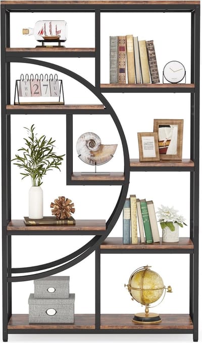 Tribesigns- Boekenrek - Boekenkast Industrieel - 5 Lagen - Hout/Metaal - Bruin/Zwart - 95 x 30 x 176cm