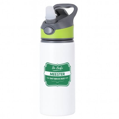 Hacebo® - De beste meester waterfles met rietje groen - Meester - beste meester - school - verjaardagscadeau - afscheidscadeau - water fles - 650ML