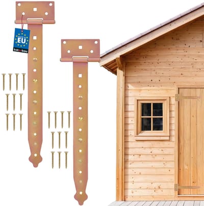 KOTARBAU® 2 stuks Schuurdeur Scharnieren, Verzinkt Staal, 350 mm, Goud, T-Scharnier, Poortscharnieren, Deurscharnieren, Poortbanden, Poortbeslag