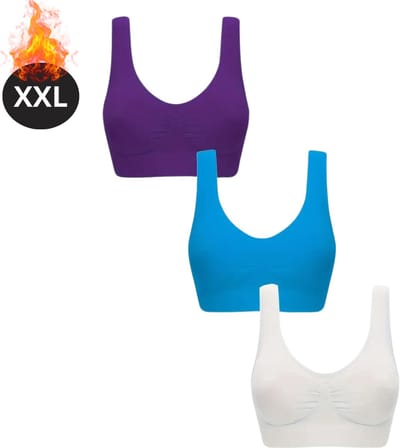 Bovista BH Set Zonder Beugel - Zonder Bandjes - Push-up Bh's - Comfort Beha - Comfortabel - Sterk - Dames - 3 Pack - Gemengd 4 - Maat XXL