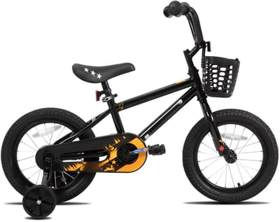 Kinderfiets – Voor meisjes van 3–10 jaar – Met zijwieltjes, kettingbeschermer en mandje – 36 cm / 41 cm / 51 cm wielen, zwart