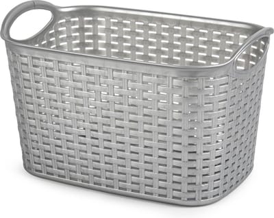 Plasticforte opbergmand/kastmandje - 19 liter - zilver - kunststof - 29 x 39 x 25 cm