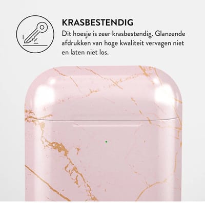 Burga Hoesje geschikt voor Apple AirPods 1 Shockproof Hardcase Hoesje | Burga - Peach Gold | Roze