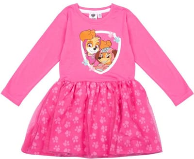 Paw Patrol Jurk - Lange Mouw -Tule - Roze - Skye en Liberty - Maat 86/92