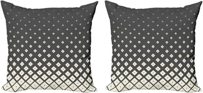 ABAKUHAUS Geometrische decoratieve kussenhoez 2-pack, ruitvormig ontwerp, 45x45 cm, crèmegrijs