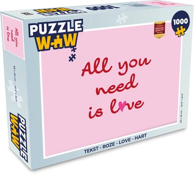 Puzzel Tekst - Roze - Love - Hart - Legpuzzel - Puzzel 1000 stukjes volwassenen