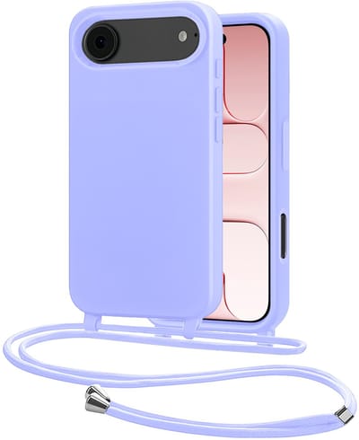 Hoes Geschikt voor iPhone Air Met Telefoonkoord - Siliconen Hoesje Backcover Met Ketting - Lila