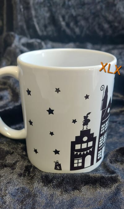 Bedrukt mok met sinterklaas huisjes, Bedrukte sint beker, Sinterklaasfeest, Sint en Piet, Kinderfeest,