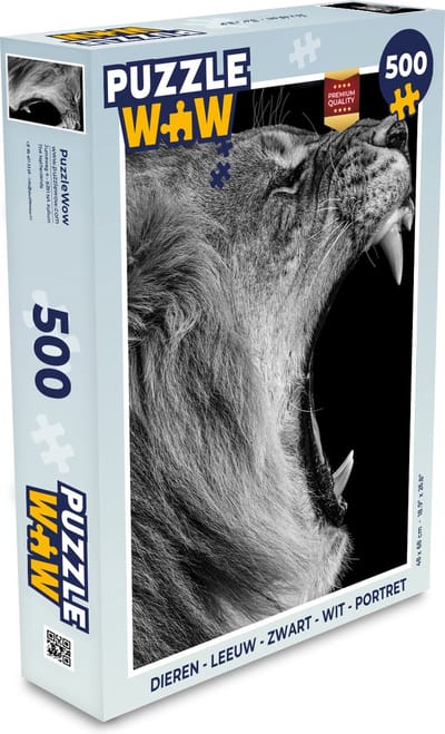 Puzzel Dieren - Leeuw - Zwart - Wit - Portret - Legpuzzel - Puzzel 500 stukjes