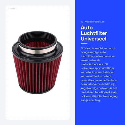 Dailygoods- Luchtfilter Universeel Sportluchtfilter - Luchtreiniger Rond - Kegel Luchtfilter - Inlaat Luchtinlaat - Doorstroming 100 mm - Verbeterde Prestaties - Inlaatfilter