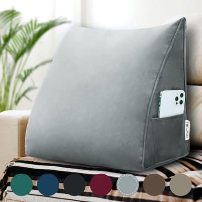 Rugkussen Bed - Hoofdeinde Kussen - Comfortabel Lezen - Afneembare Hoes - 45cm - Grijs