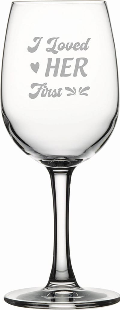 Gegraveerde witte wijnglas 26cl I loved her first