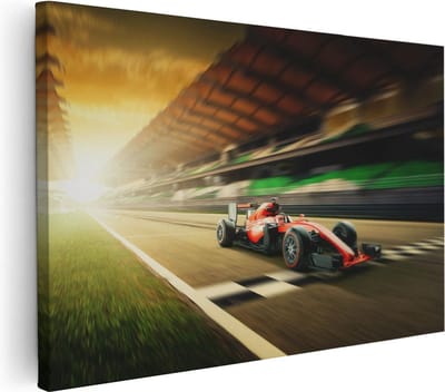 Artaza Canvas Schilderij Raceauto - 30x20 cm - Klein - Wanddecoratie Formule 1 - Muurdecoratie Woonkamer - Kamer Accessoires