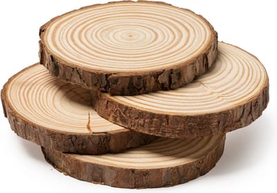 Grenen Boomschijf onderzetters - ca. D10 cm - 8x stuks - hout - Lasergraveerbaar