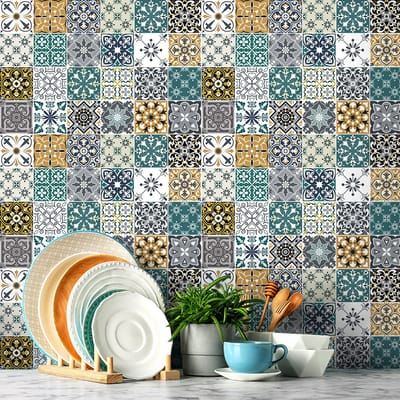 Muurstickers - Zelfklevende tegelmuurstickers voor keuken en badkamer - 24 CLAFIA tegelstickers - 24 stickers 15x15cm