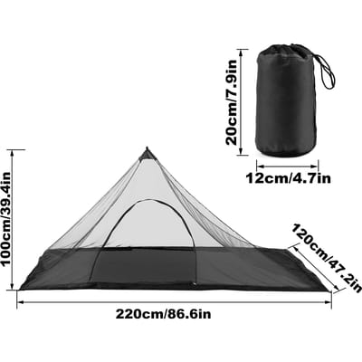Tente de camping avec sac de transport Résistante à l'eau Extérieur Tente en maille Pour la randonnée le camping la pêche noir