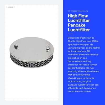 Dailygoods- Luchtfilter Hoogdoorstromend - Pancake Luchtfilter - Vervanging voor SU HS2 1¼ Inch Carburateur - Metalen Materiaal - Eenvoudig te Installeren - Pannenkoek Luchtfilter