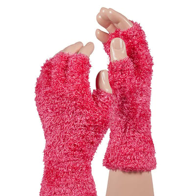 Apollo - Zachte handschoenen vingerloos - Fluor rose - one size - Vingerloze handschoenen kinderen - Carnaval - Party - Feestartikelen