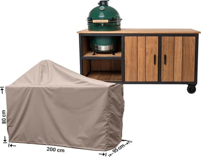 Raffles Covers Big Green Egg / Kamado hoes - 200 x 90 H: 140 cm - RBGE200 - Waterdicht - Ademend - UV-bestendig - Elastisch rijgkoord - Big Green Egg / Kamado Accessoires - Hoes voor BBQ + Tafel