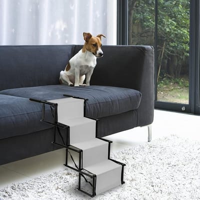 Hondenlamp voor honden, trap voor grote en kleine honden, hondenhelling voor auto, bank of bed, antislip, belastbaar tot 80 kg (lichtgrijs)