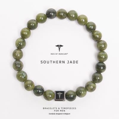 MEN OF MERCURY® Natuursteen Armband Heren - Southern Green Jade - Handgemaakt & Elastisch - Stoer & Tijdloos - Manueel Geknoopt - Spirituele Betekenis - Duurzaam & Sterk - Cadeauverpakking - Groen - 20 cm - Bestseller