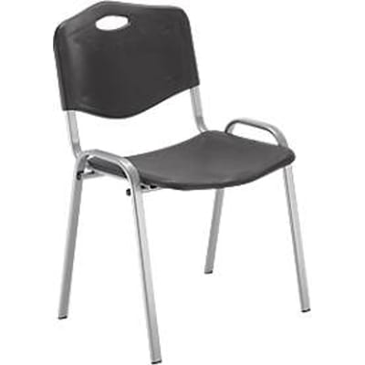 Nowy Styl bezoekersstoel ISO 4L, kunststof, met stalen frame, krasbestendige poten, stapelbaar, aluminiumzilver-antraciet