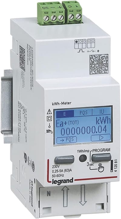 Energieleveringsmeter 63A voor eenfasige installaties