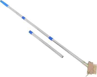 Onkruidborstel Roestvrij Staal - Mosverwijderaar Tuin - Terras Reinigen - Lange Handgreep - 43 cm - Zilver
