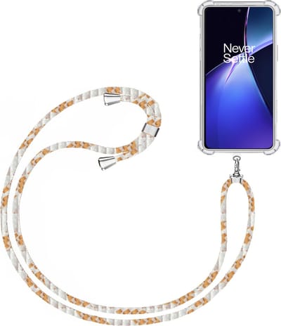 Telefoonkoord + Hoesje Geschikt voor OnePlus Nord CE4 Lite - Lengte Verstelbaar - Telefoonketting - Shock Proof Case - Wit Goud