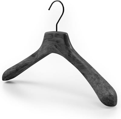 [Set van 5] Premium massieve zwart marmer kledinghangers / garderobehangers / kolberthangers / jashangers / mantelhangers met extra brede schouders en uitgevoerd met een luxe zwarte draaibare haak