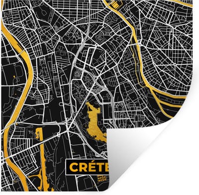 Muurstickers - Sticker Folie - Créteil – Plattegrond – Frankrijk – Kaart – Stadskaart - 100x100 cm - Plakfolie - Muurstickers Kinderkamer - Zelfklevend Behang XXL - Zelfklevend behangpapier - Stickerfolie
